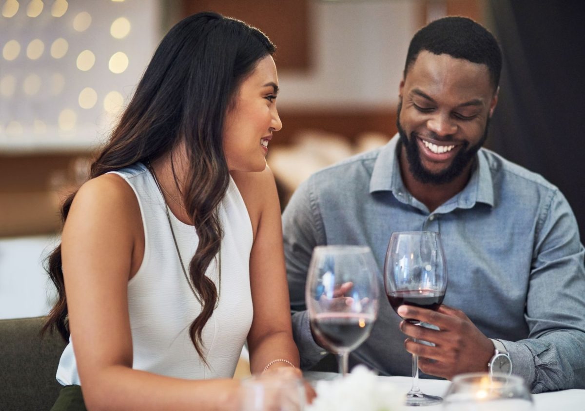 a couple having wine on a date