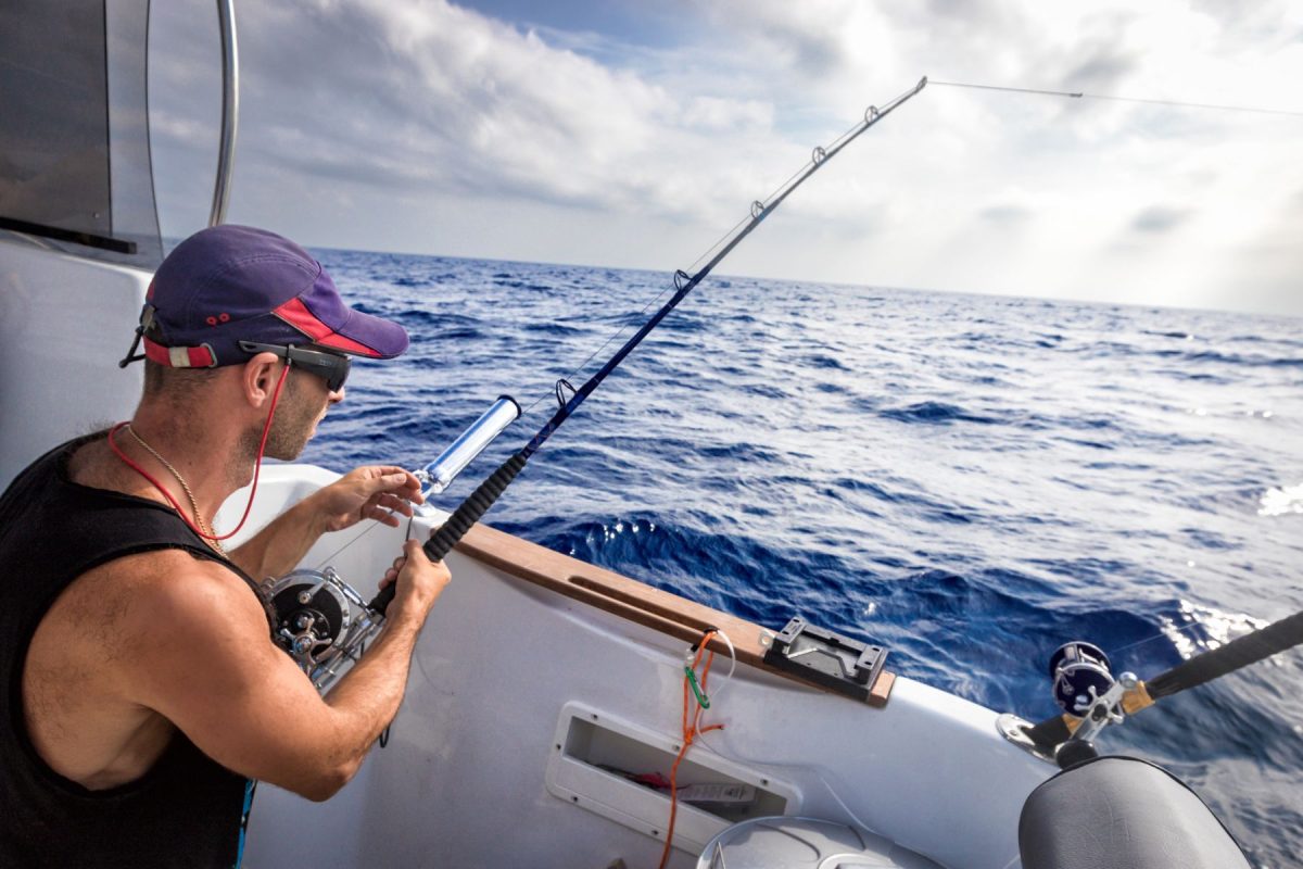 man ocean fishing