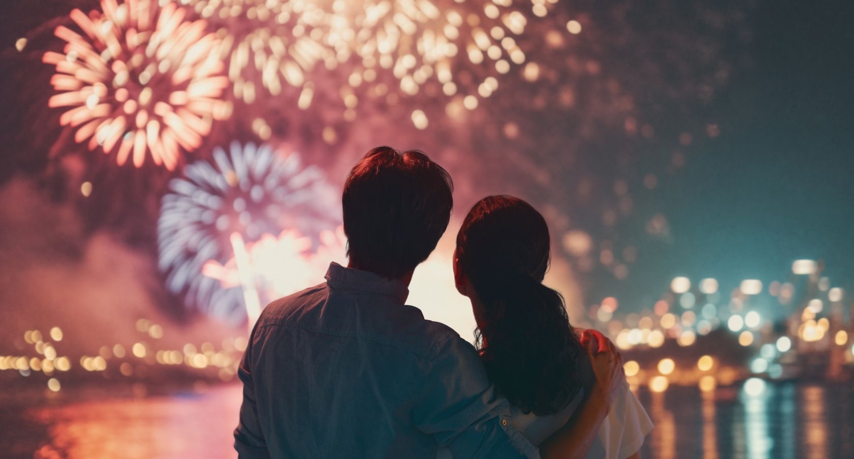 couple watching fireworks